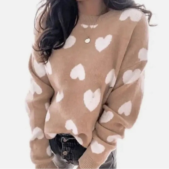 Pink Lily Full of Love Sweater | Tan | xsmall - Picture 4 of 4